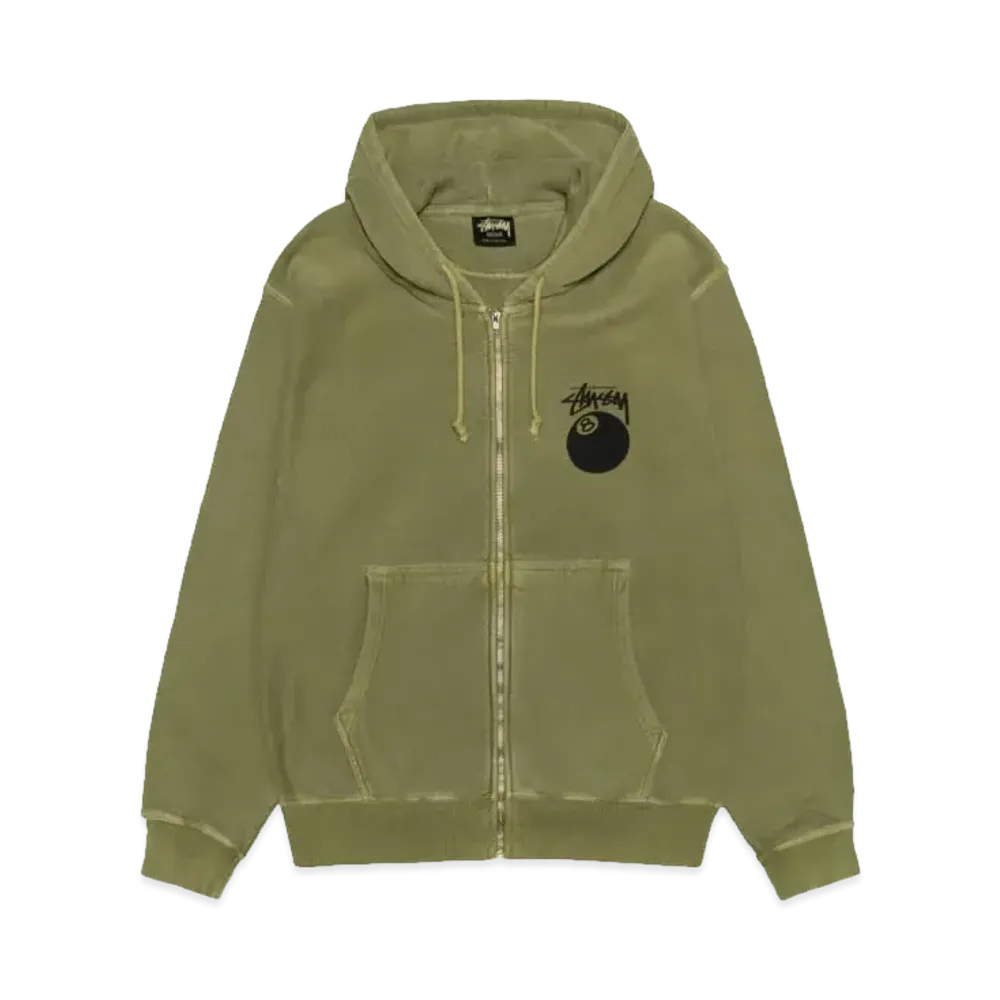 Stussy 8 Ball Zip Hoodie Pigment Dyed "Olive"