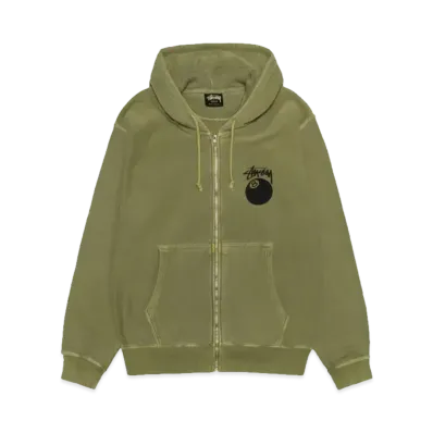 Stussy 8 Ball Zip Hoodie Pigment Dyed "Olive"