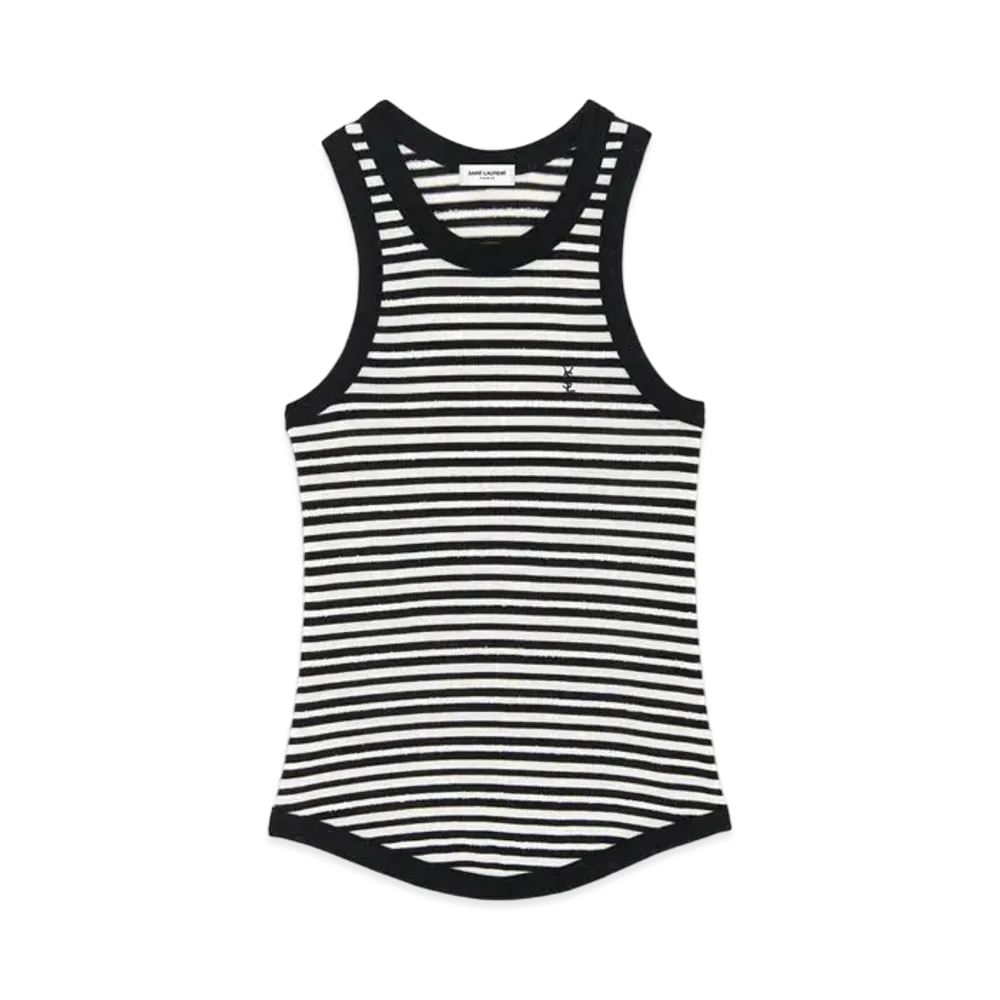 Saint Laurent Women's Cassandre Tank Top in Jersey "Noir Craie"