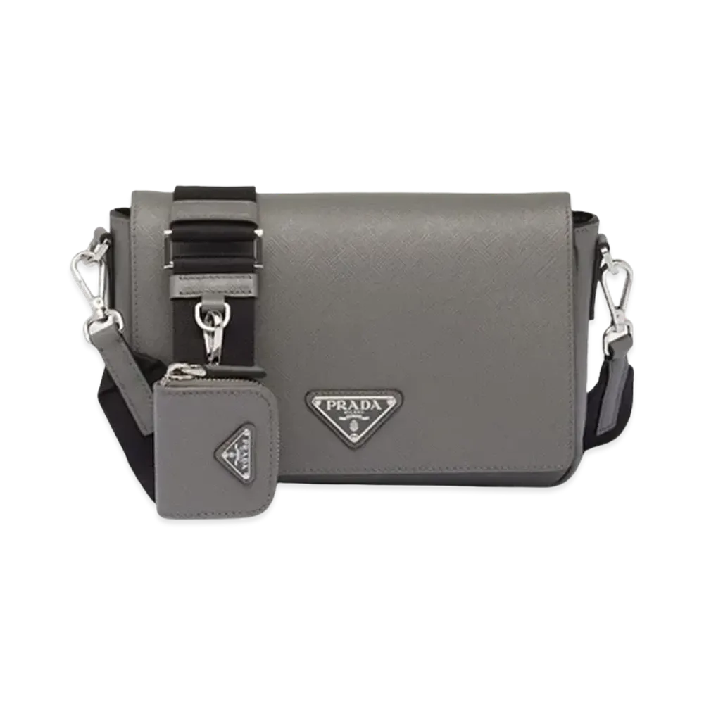 PRADA Saffiano Leather Shoulder Bag "Marble Gray"