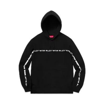 Supreme Text Stripe Hooded Sweatshirt "Black"