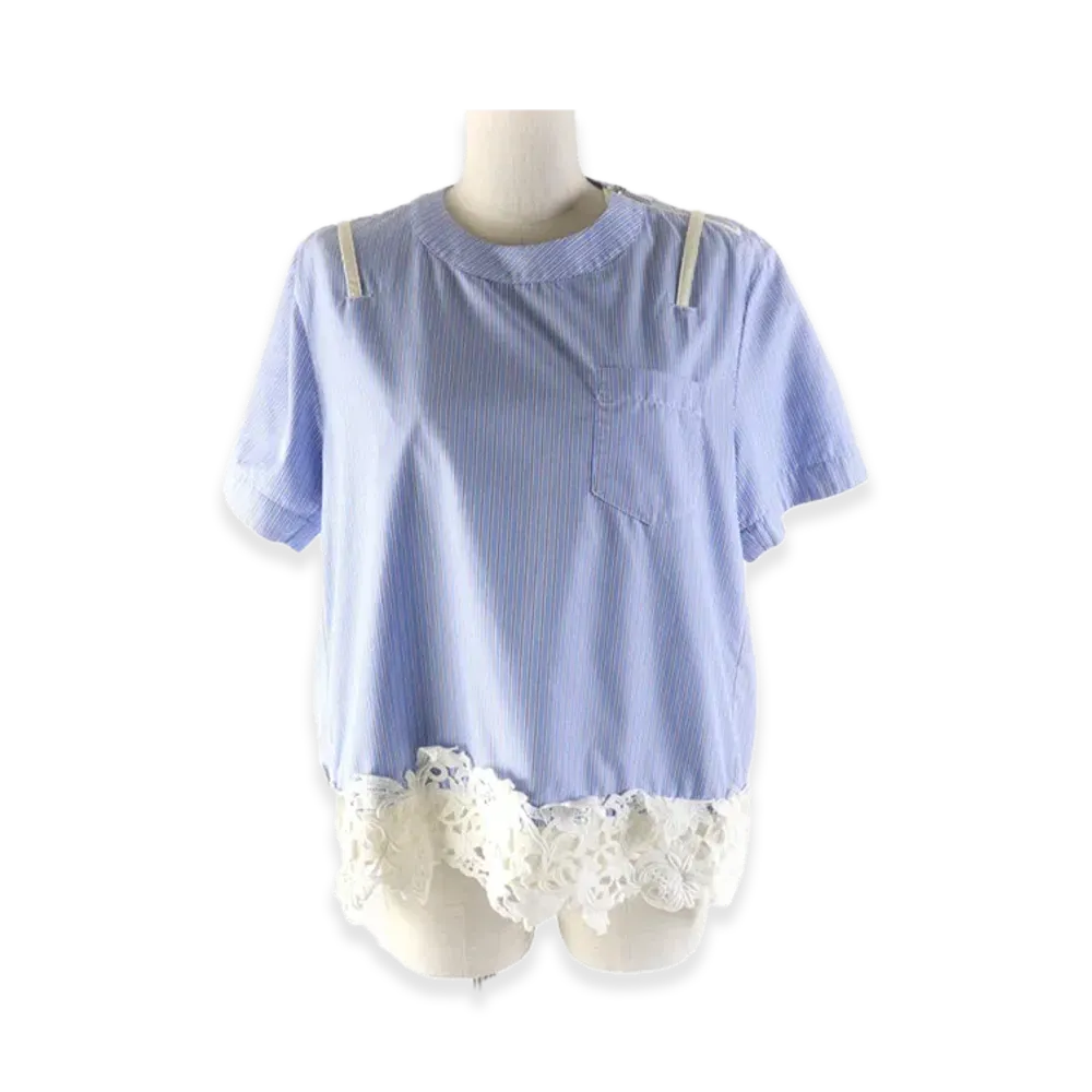 sacai Cotton Poplin Lace Docking "Light Blue"