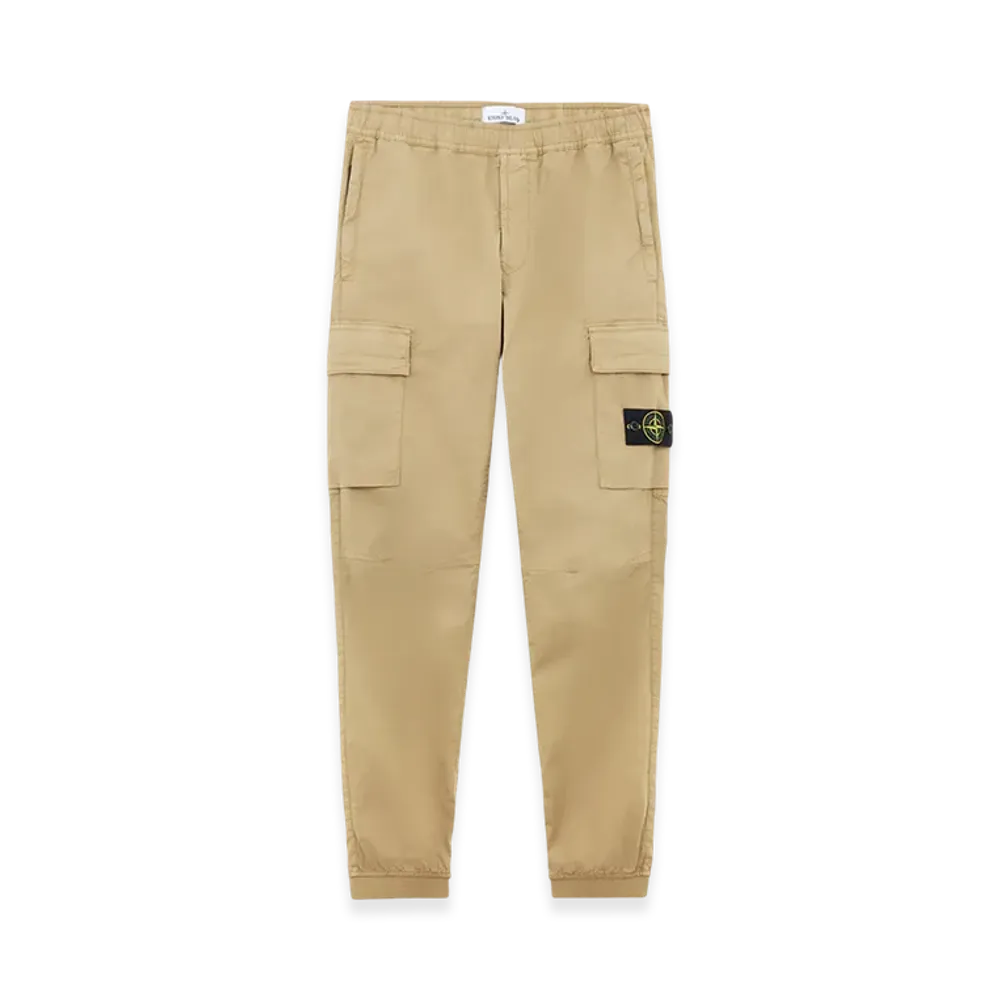 Stone Island 31310 Supima Cotton Twill Stretch TC Regular Tapered Fit Jogger Cargo Pants - 24FW "Biscuit"