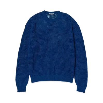 AURALEE Cotton Lily-Yarn Mesh Knit P/O "Blue"