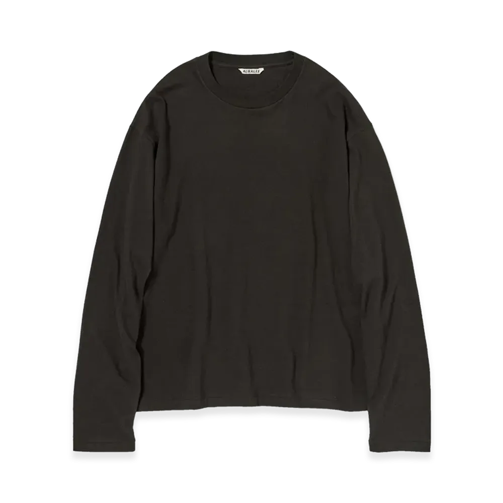 AURALEE Brushed Organic Cotton Jersey L/S Tee "Ink Black"