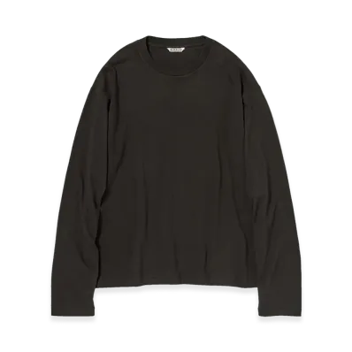 AURALEE Brushed Organic Cotton Jersey L/S Tee "Ink Black"