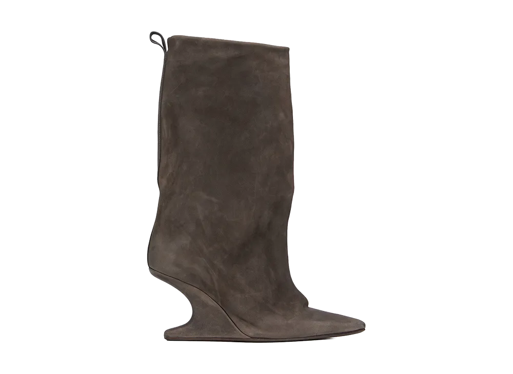 Rick Owens Women's SS26 Cantilever 8 Sharp Flared Waxy Nubuck "Dark Dust"