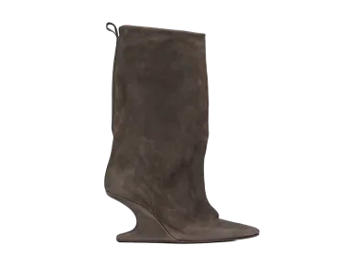Rick Owens Women's SS26 Cantilever 8 Sharp Flared Waxy Nubuck "Dark Dust"