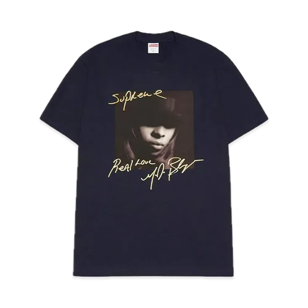 シュプリーム メアリー J ブライジ Tシャツ "ネイビー"