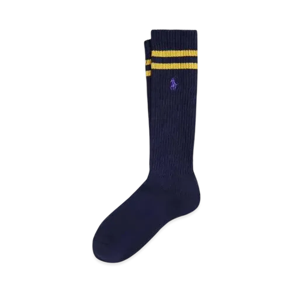 Polo Ralph Lauren Striped Cuff Cotton Blend Crew Socks "Navy"