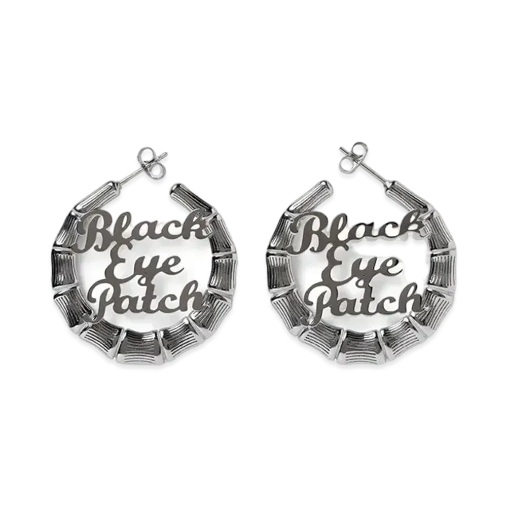 BlackEyePatch Bamboo Hoop Earrings (2 Pieces) "Silver"