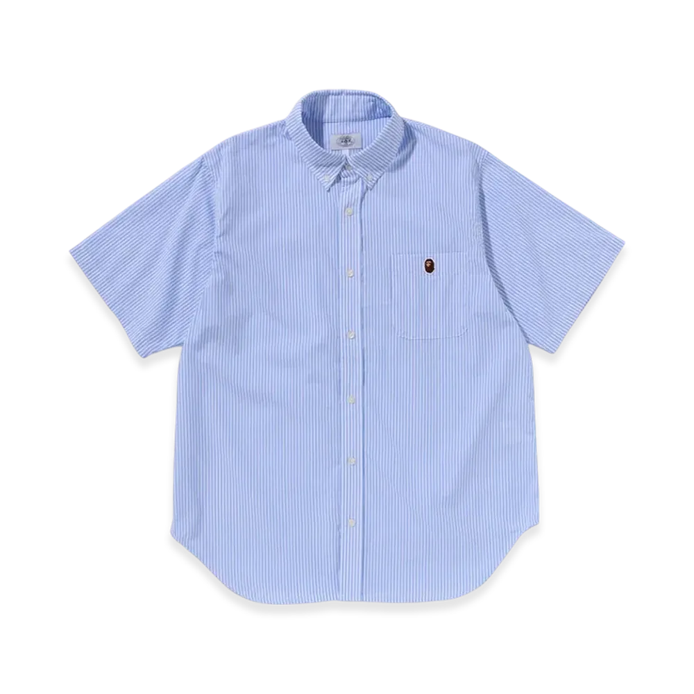 A BATHING APE One Point Stripe BD Shirt "Sax"