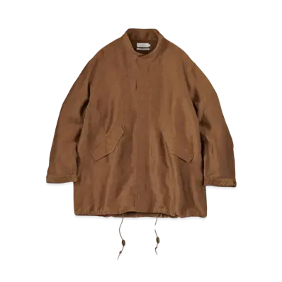 Graphpaper Back Satin Linen Cupro Short Mods Coat "Brown"