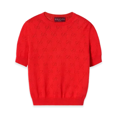 GUCCI Women's Openwork GG Sweater "Pink"
