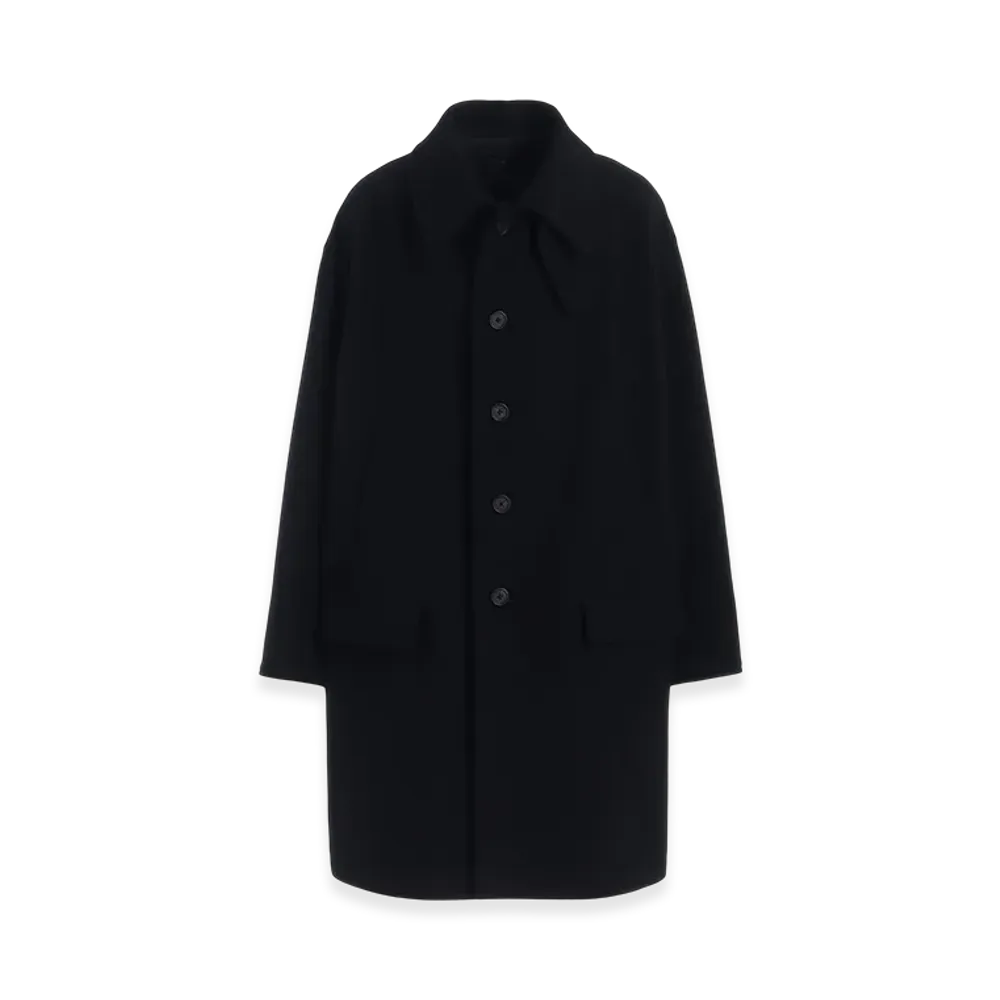 S'YTE Double-Weave Melton Oversized Soutien Collar Coat "Black"