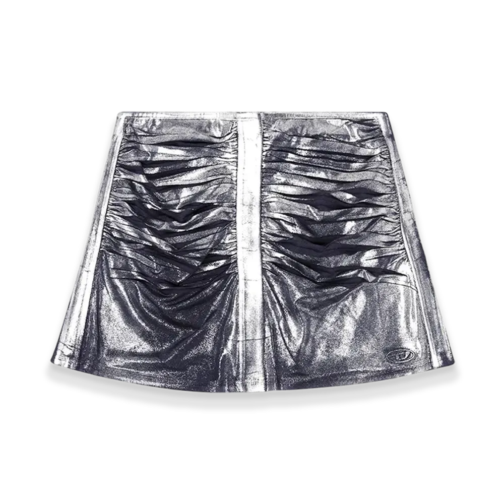 Diesel O-Iama Metallic Jersey Mini Skirt "Gray"