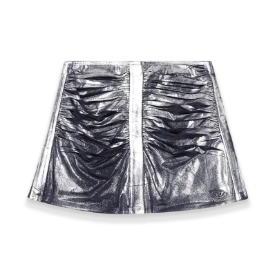 Diesel O-Iama Metallic Jersey Mini Skirt "Gray"