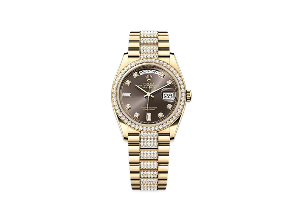 ROLEX Day-Date 36mm Yellow Gold Diamond 128348RBR "Dark Grey"