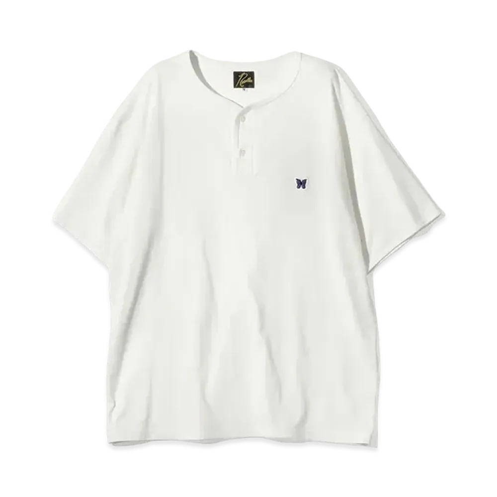 Needles S/S Henley Neck Tee - Poly Jersey "White"