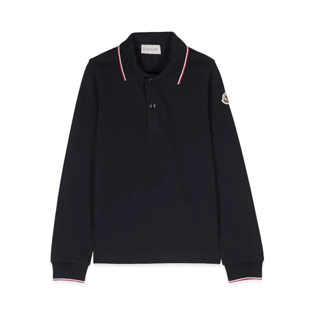 MONCLER Kids Long Sleeve Polo Shirt "Dark Blue"