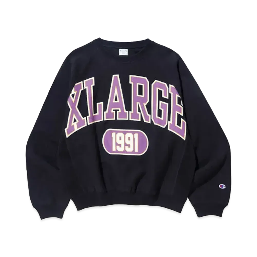 XLARGE x Champion College Raglan Crewneck Sweat "Black"