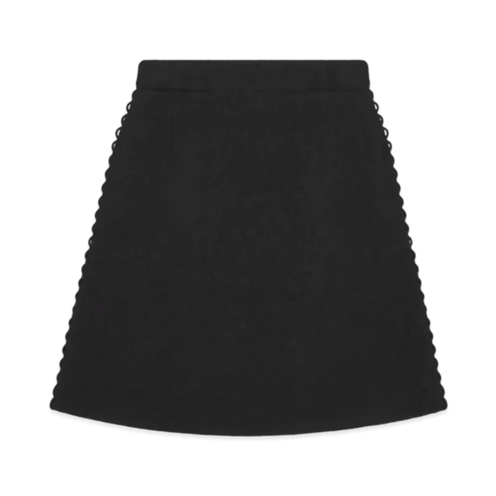 Dior Women's Double-Sided Virgin Wool Boucle Mini Skirt "Black"