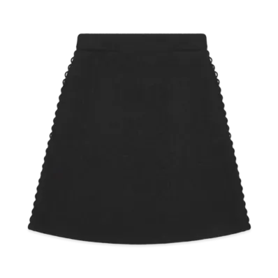 Dior Women's Double-Sided Virgin Wool Boucle Mini Skirt "Black"