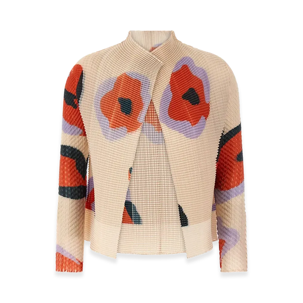 ISSEY MIYAKE Womens Verve Pleats Top Cardigan "Beige"