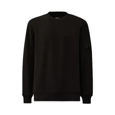 C.P Company Diagonal Raised Fleece Crew Neck Lens Sweatshirt "Black"