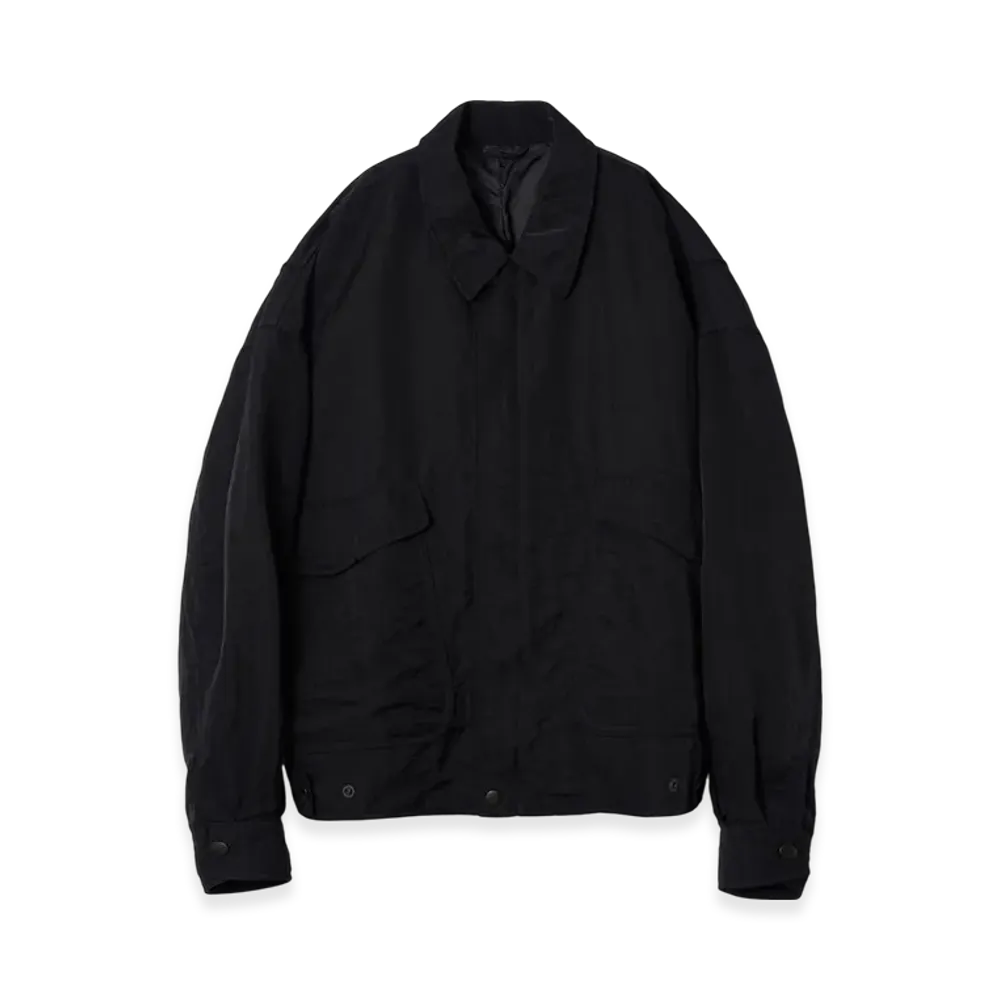 YOKE Hard Wash Nylon Twill Nylon Bomber Jacket "Black"