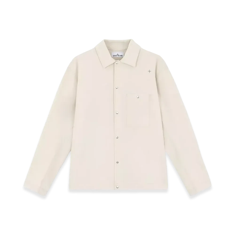 Stone Island 105G6 Bi-Stretch Wool Nylon Oxford Stone Island Stellina Overshirt with Pocket and Snaps - 24FW "Sand"