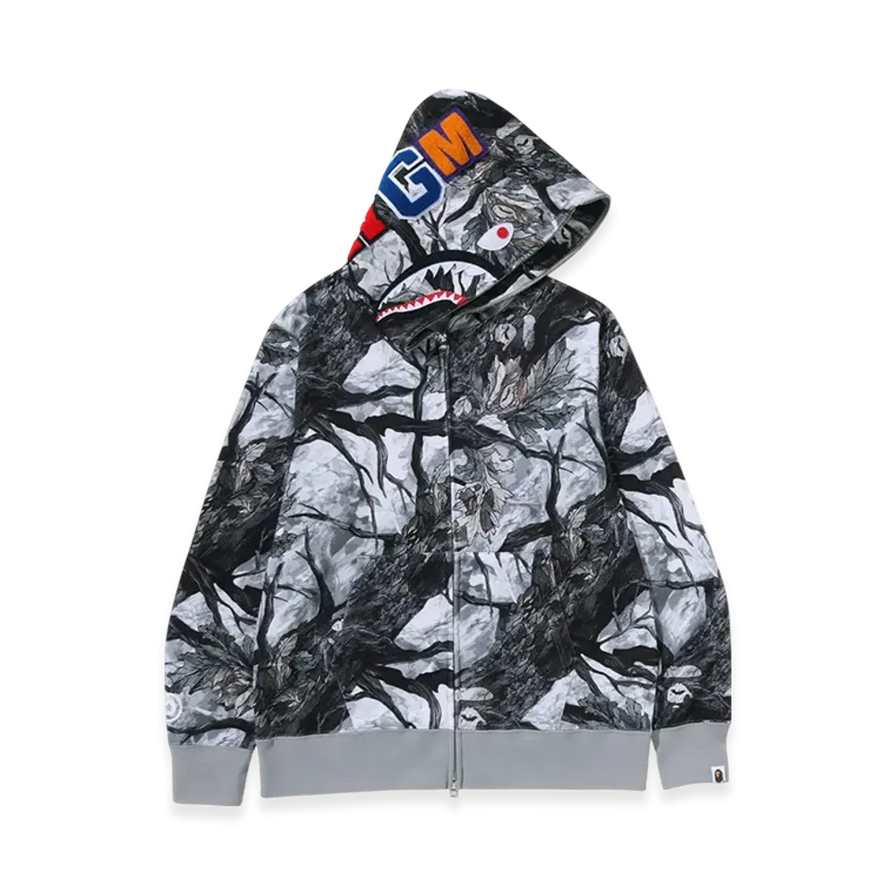 A BATHING APE Tree Edge Camo Shark Full Zip Hoodie "White"