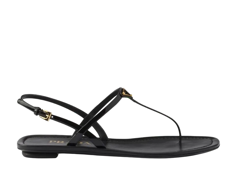 PRADA Women's Patent Leather Thong Sandals "Black"
