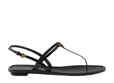 PRADA Women's Patent Leather Thong Sandals "Black"