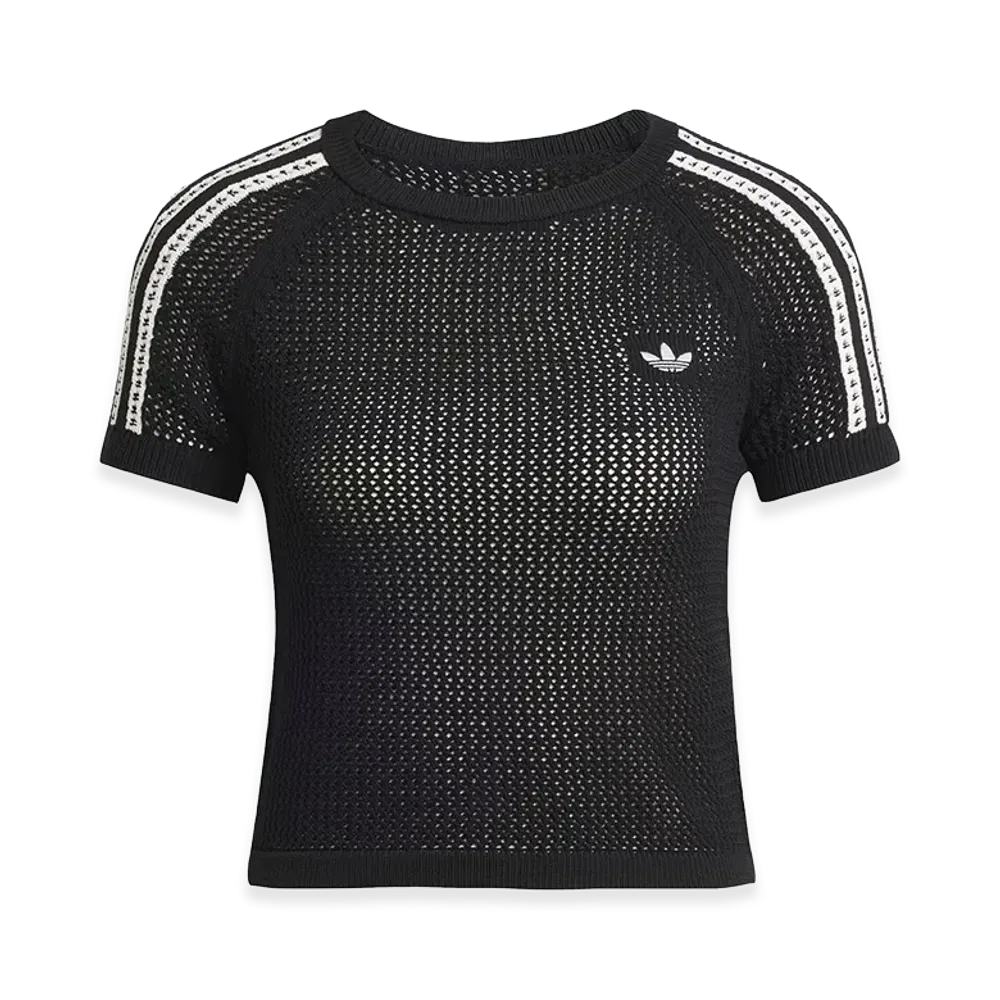 adidas Women's Knit Crochet Cali Tee "Black"