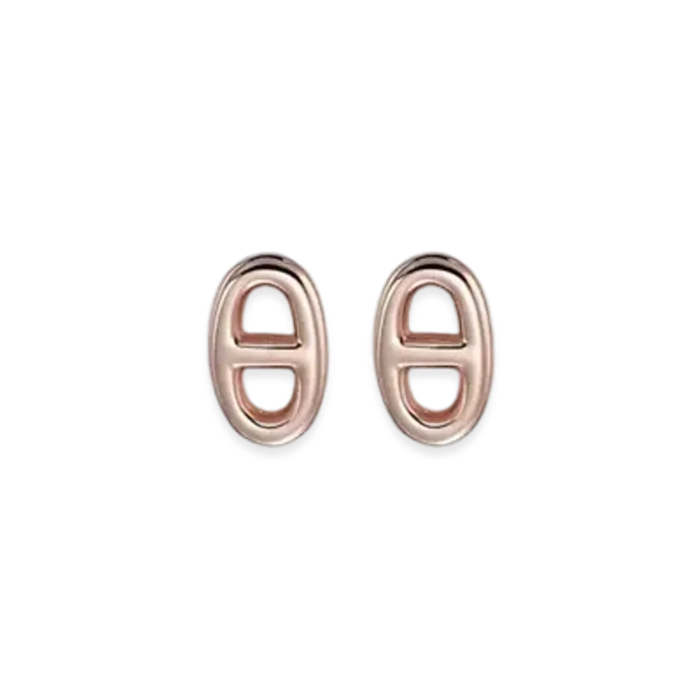 Hermes Chaine D'ancre Earrings, Very Small Model "Pink Gold" 
