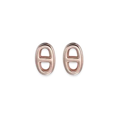 Hermes Chaine D'ancre Earrings, Very Small Model "Pink Gold"