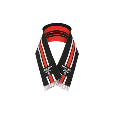 PRADA Women's Embroidered Wool Scarf "Multicolor"