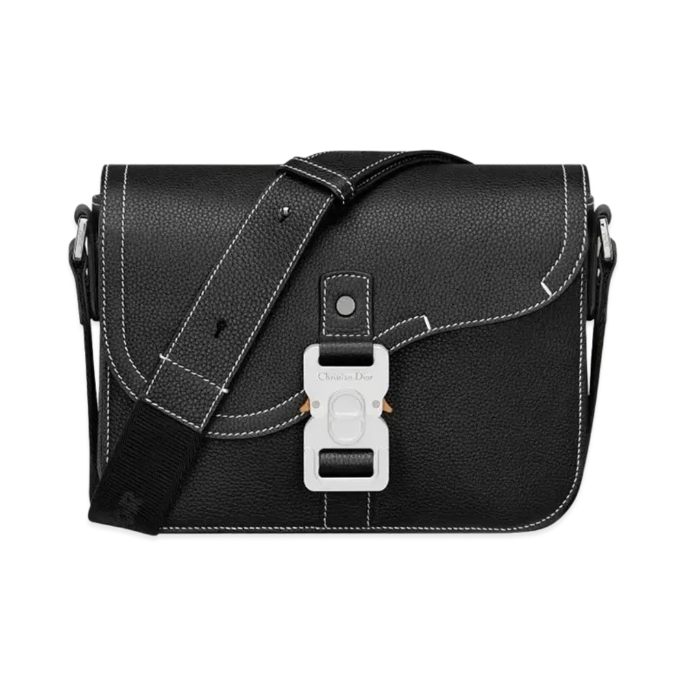 Dior Mini Saddle Bag Strap Grained Calfskin "Black"