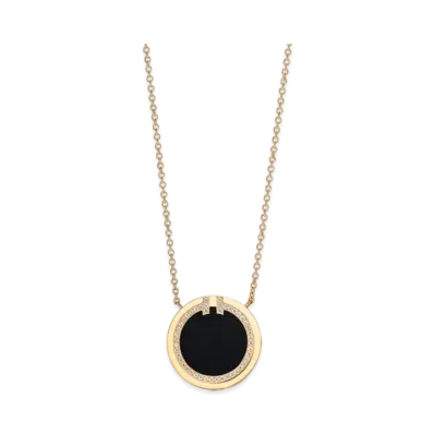 Tiffany & Co. Tiffany T Diamond and Black Onyx Circle Pendant "Gold"