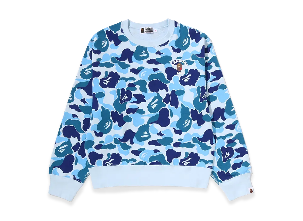 A BATHING APE Women's ABC Camo College Crewneck Sweatshirt "Blue"