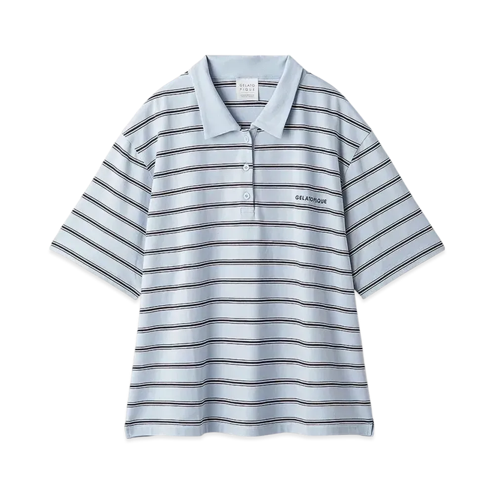 GELATO PIQUE Multi-Border Polo Shirt "Blue"