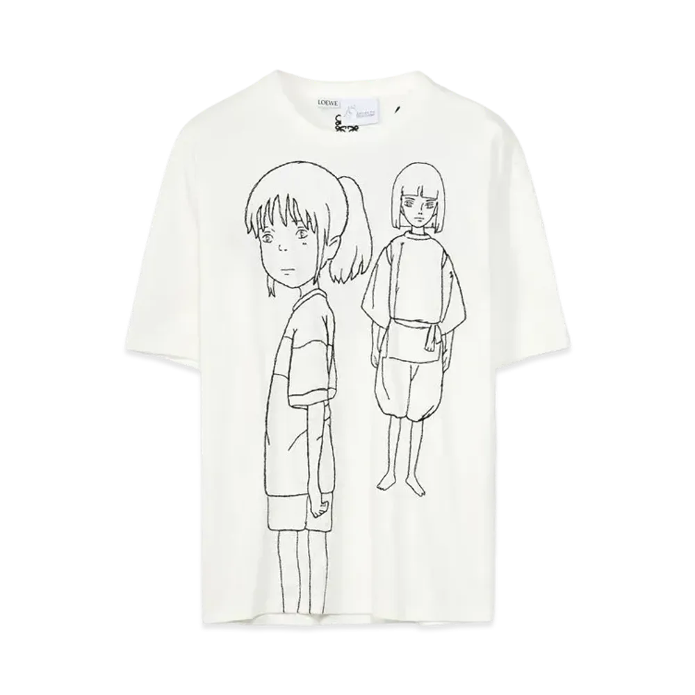 LOEWE x Spirited Away Chihiro Embroidered T-shirt In Cotton "White/Black"