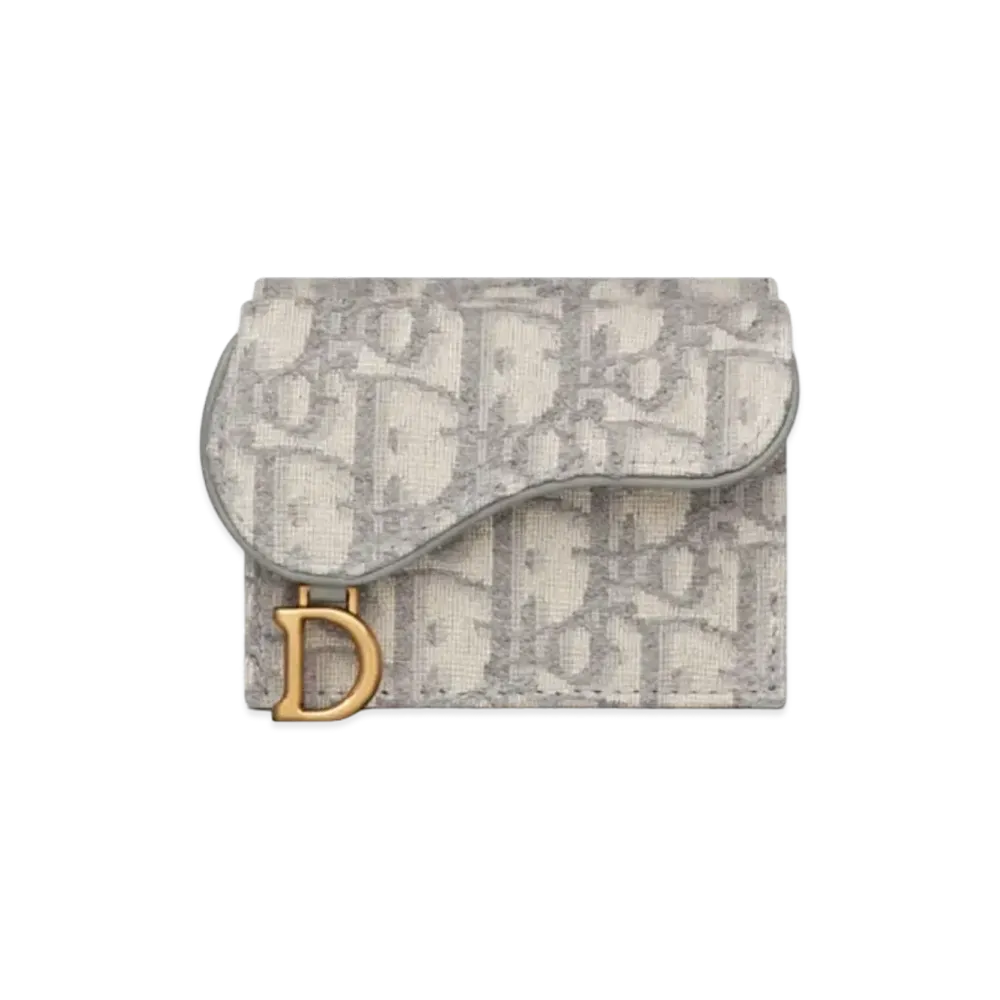 Dior Saddle Compact Wallet Dior Of The Break Jacquard "Gray"