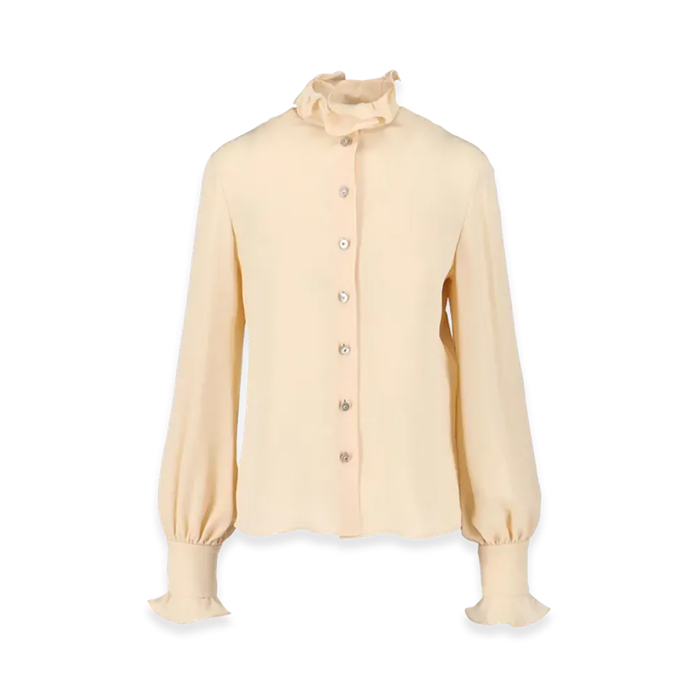 Valentino Women's Silk Shirt With Ruffles "Beige"