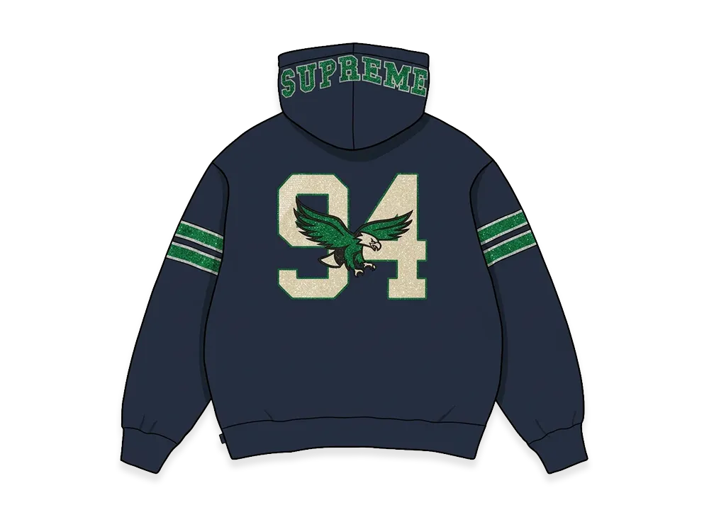 Supreme Rhinestone Eagle Hooded Sweatshirt "Navy"