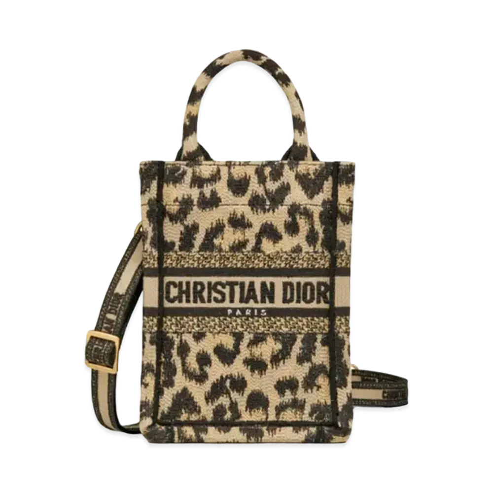 Dior Dior Book Tote Mini Phone Bag Mizza Embroidery "Leopard"