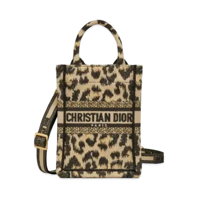 Dior Dior Book Tote Mini Phone Bag Mizza Embroidery "Leopard"