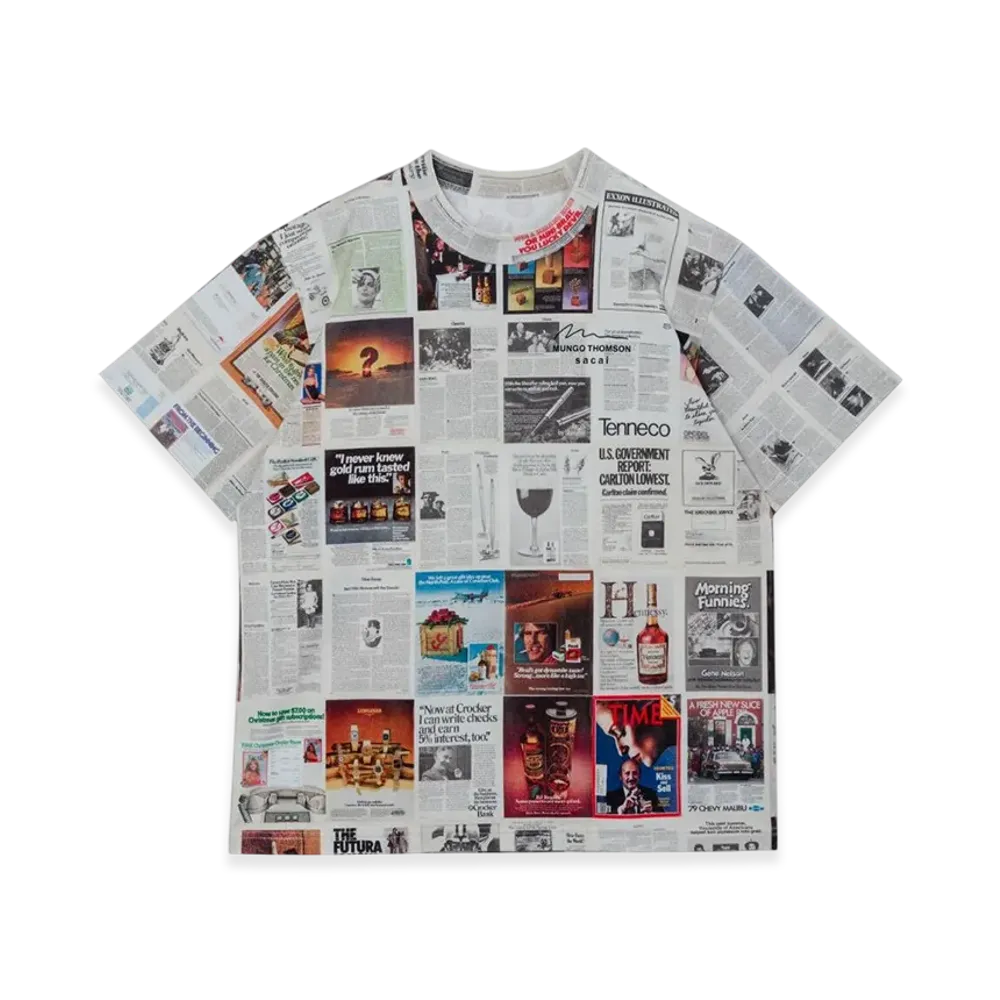 sacai x Mungo Thomson All-over Pattern TIME Collage T-Shirt "Multi"