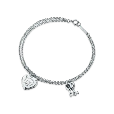 Tiffany & Co. Return to Tiffany Love Heart Tag Key Bracelet "Silver"